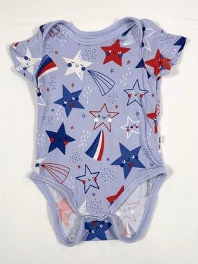 PLAY Baby Bamboo Bodysuit Patriotic Stars Print 6-12 Months Fourth Of July Soft